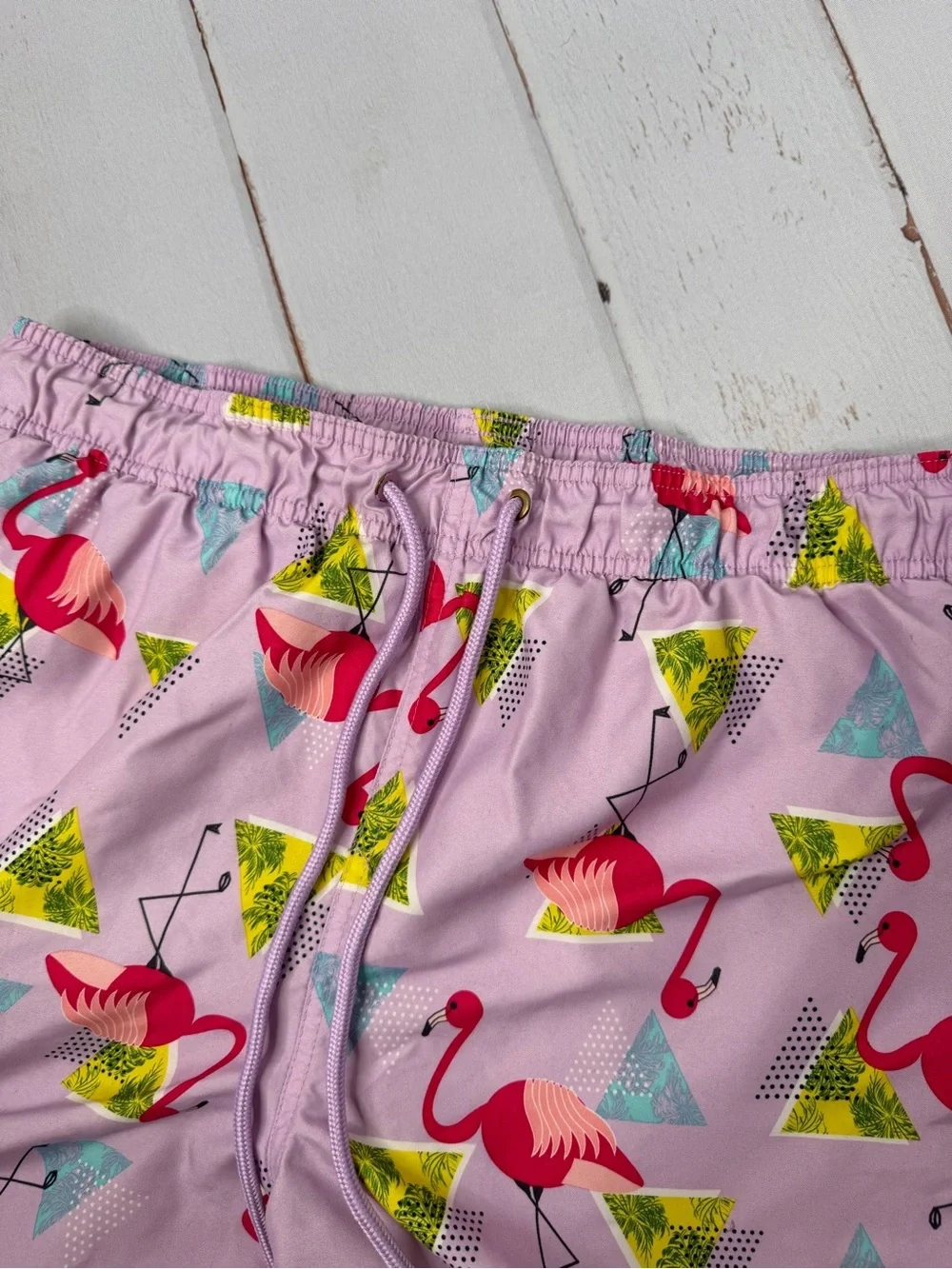 George Flamingo Swim Trunks Men's Size Large Purple Tropical Swim Shorts